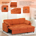 84Inches BrightOrange Chenille Pullout Sofa Bed USBPort