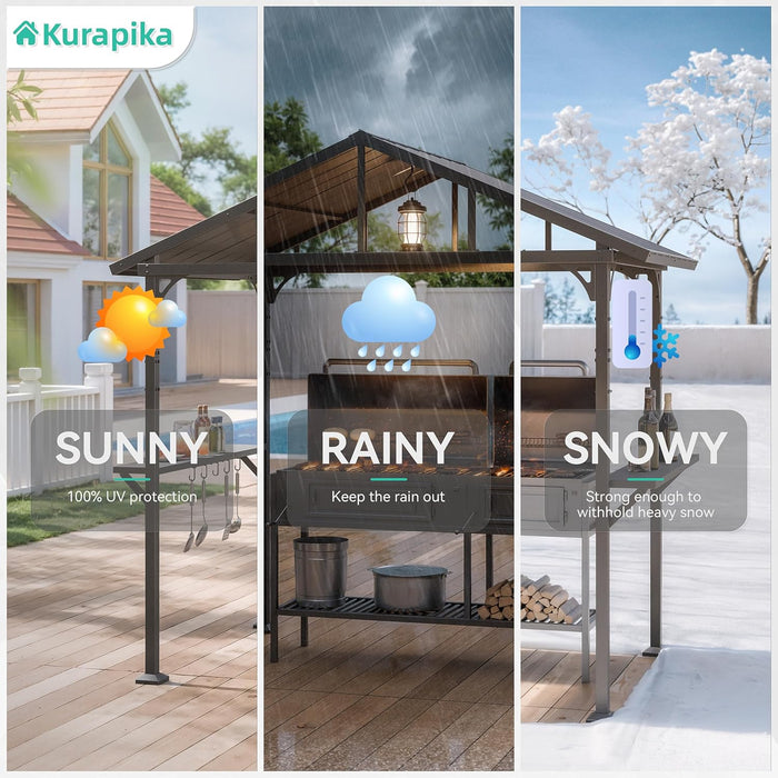 8x5ft AllWeather Outdoor Gazebo With Integrated Bar