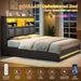 Full Size Bed Frame with 4 Storage Drawers and Headboard, Black
