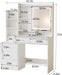 Vanity Desk with Mirror and Lights,Makeup Vanity with 6 Drawers and Shelves,Dressing Table with Power Outlet,Makeup Desk with Led Lighted Mirror in 3 Colors,For Bedroom,White