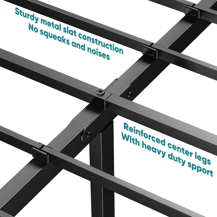 Full Size Metal Platform Bed Frame with Storage Space, Heavy Duty Sturdy Mattress Foundation, Strong Support Slats, 800LBS, Easy to Assemble, Black