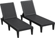 Outdoor Chaise Lounge Chairs Set of 2 with 5-Position Adjustable Backrest, Waterproof PP Sun Loungers for Garden Pool Beach Patio Deck Sunbathing, Black