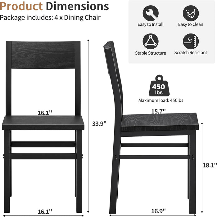 Black Dining Chairs Set of 4, Upgrade Farmhouse Kitchen Room Chair