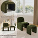 Green Chenille Upholstered Accent Chair with Ottoman Set, Modern Armless Chair Side Chairs for Living Room, Bedroom, Small Space, Reception Room, No Assembly Required