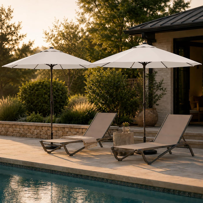 9FT Patio Umbrella, Outdoor Table Umbrella with Rope Pulley Lift, 3 Adjustable Heights, Market Umbrellas for Backyard, Pool and Deck, UPF50+