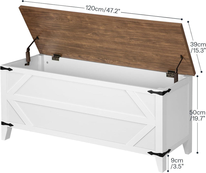 FortySevenInch Toy Box Storage Bench TwoToneWhiteWalnut