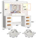 62 Inch Large Makeup Vanity Desk with Mirror and Lights 3 Color Lighting, Glass Top Vanity Table with Power Outlet and RGB Glass Cabinet, 8 Drawers Dressing Table for Bedroom and Dressing Room, White