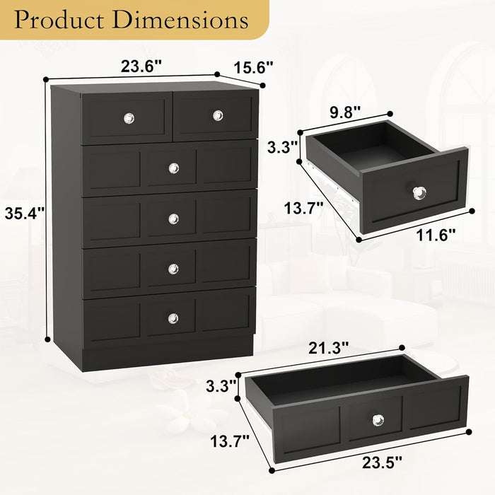 Black TwentyFourInch Fluted Dresser For BedroomSpace