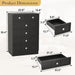 Black TwentyFourInch Fluted Dresser For BedroomSpace