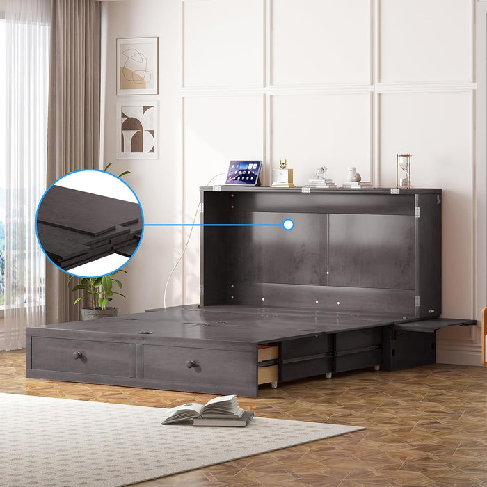Gray Murphy Cabinet Bed Queen MultiFunctional Mattress