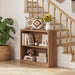 Wooden Bookshelf, 2-Tier Compact Open Bookcase with Rounded Corners, Small Floor Standing Display Book Shelf for Living Room, Bedroom, Home Office, Kids' Room (Walnut)