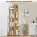 Rotating Bookshelf Tower W/Light, 15.4''/Shelf for Living Room Oak | 15.4'' Tall/Shelf, 4 Tier Spinning Bookshelf, Space-Saving Storage Book Shelf for Living Room, Bedrooms, Office, Natural Oak