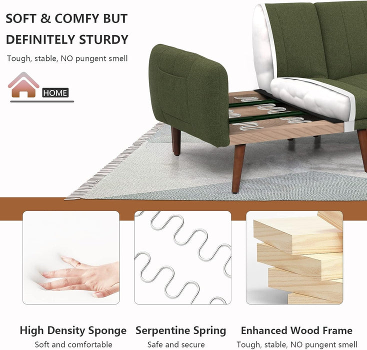 LShaped Linen Sleeper SofaBed With Reclining Backrest