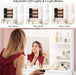 61" Vanity Desk with Mirror & Lights, White Makeup Dressing Table with 8 Drawers & 2 Shelves, 3 Lighting Modes with Adjustable Brightness for Bedroom, White