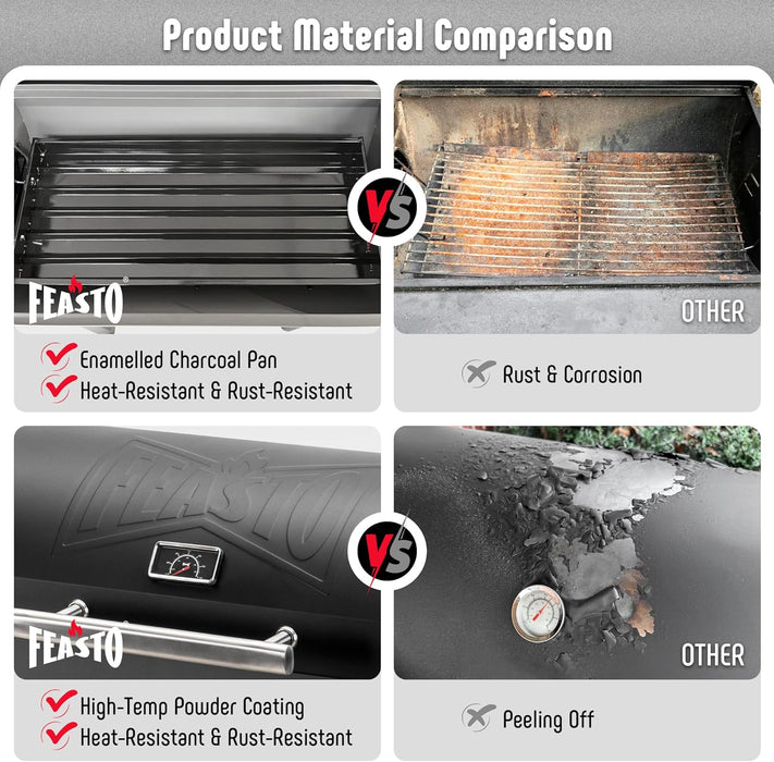 BBQ Charcoal Grill with Side Table, 30-In Heavy Duty Outdoor BBQ Grill with 647 Sq. in Cooking Area for Outdoor Barbecue in Backyard, Patio and Parties, Black