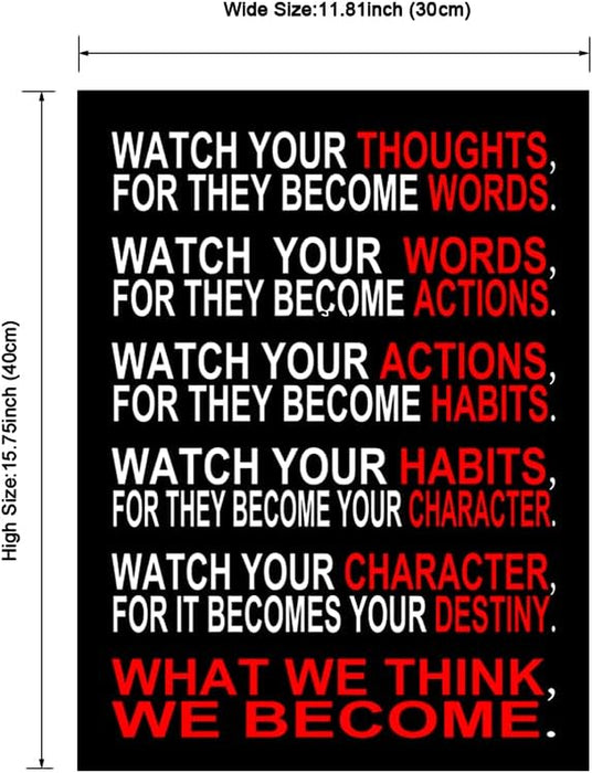 Watch Your Thoughts Motivational Classroom Poster Modern Canvas Prints Wall Art Paintings Ready to Hang for Office Living Room Home Decorations Stretched Pictures Artwork