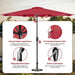 9FT Outdoor Patio Umbrella Table Market Umbrella with Push Button Tilt and Crank, 8 Sturdy Ribs, UV Protection Waterproof for Garden, Lawn, Deck, Backyard, Pool, Red