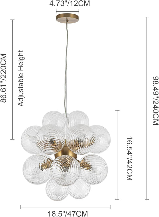 12 Light Bubble Globe Chandelier Dimmable Illumination