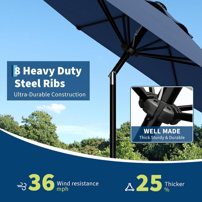 10FT Umbrella Outdoor Patio, Backyard Umbrella with 8 Sturdy Ribs, Push Button Tilt and Crank, Waterproof UV Protection for Garden, Table, Pool, Market