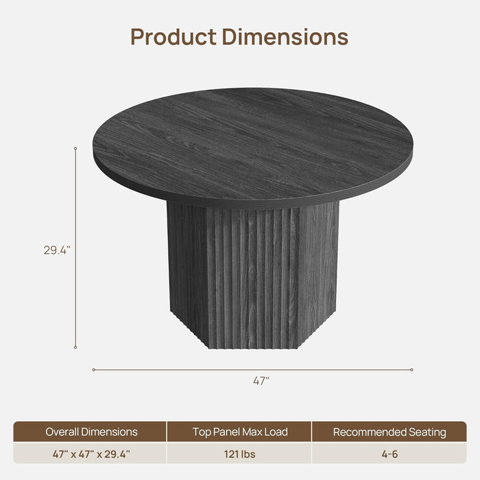Round FortySevenInch Dining Table Charcoal Grey Model