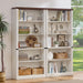 70" White Tall Book Shelf, 5 Tier Wooden Farmhouse Bookcase | Adjustable Shelves Book Case, Open Display Storage, Wood Veneer Bookshelves, Thick Sturdy Base, for Living Room,Office
