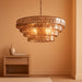 36" Smoked Gold round Drum Chandelier, 6-Light Modern Hanging Light Fixture for Dining Room, Living Room, Bedroom, Foyer
