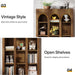 5-Tier Farmhouse Arched Bookshelf, 70.87-Inch Mid Century Modern Arched Bookcase with Open Shelves, Tall Book Shelf Vintage Display Storage Shelving Unit for Home Office, Rustic Brown