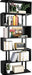 S Shaped Bookshelf, Modern Geometric Bookcase, 6-Tier Black Display Case Book Shelf