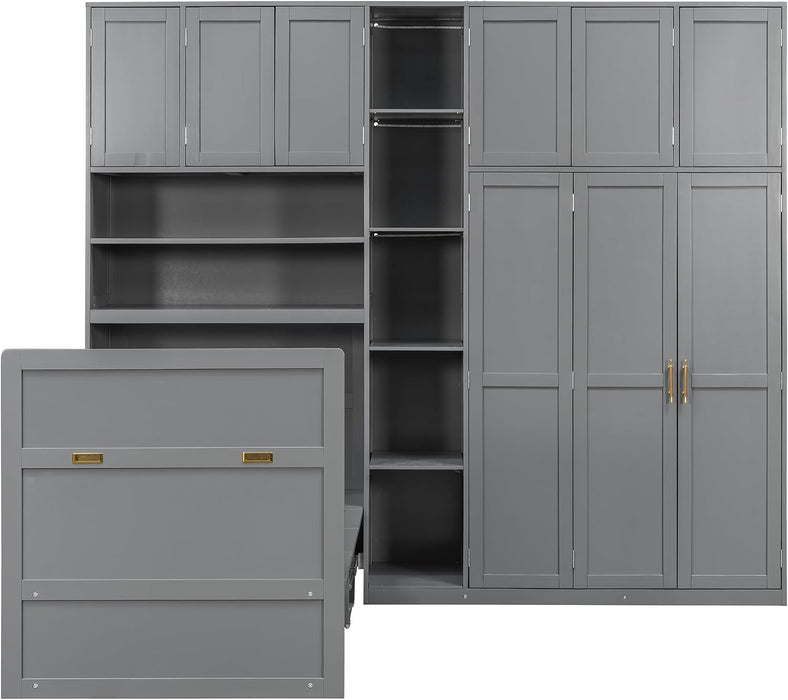 Twin Size Charcoalgray Murphy Cabinet Bed Wardrobe