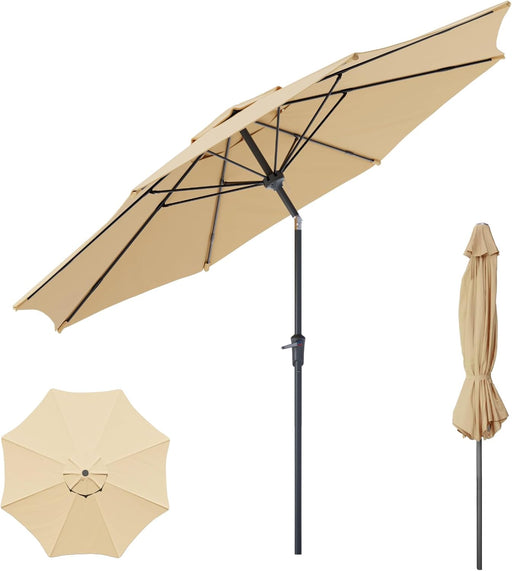 Outdoor Patio Umbrella,Table Umbrella with Push Button Tilt and Crank,Market Umbrella with 8 Sturdy Ribs,Yard Umbrella
