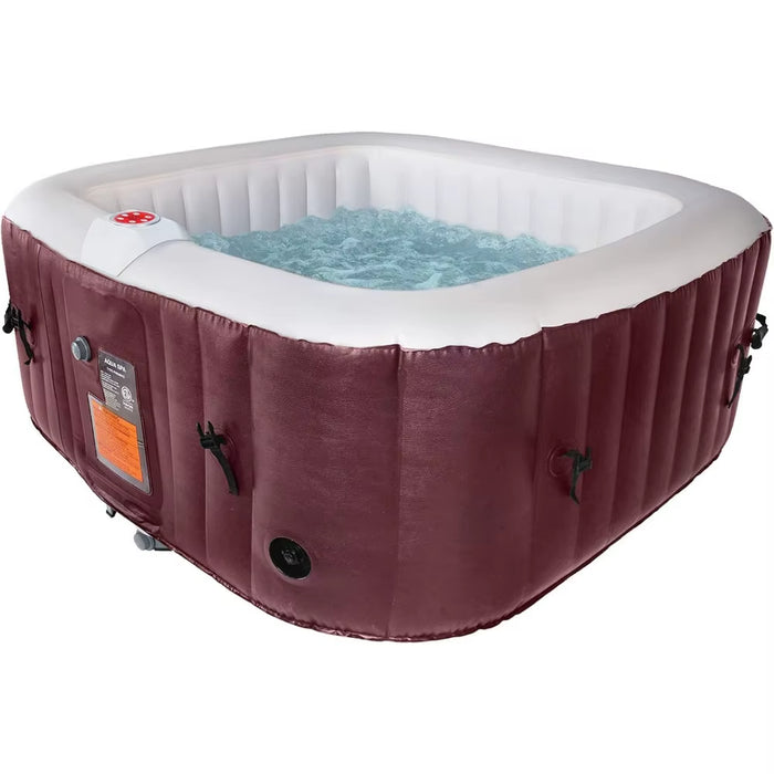 Portable Hot Tub, 61X61X26 Inches, Air Jet Spa, Inflatable Square with 120 Bubble Jets, Fits 2-3 Adults, Outdoor Hot Tub Spa