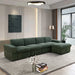 Sectional Sofa, 132" Oversized 4 Seater Couch with Ottoman for Living Room, Corduroy, Green