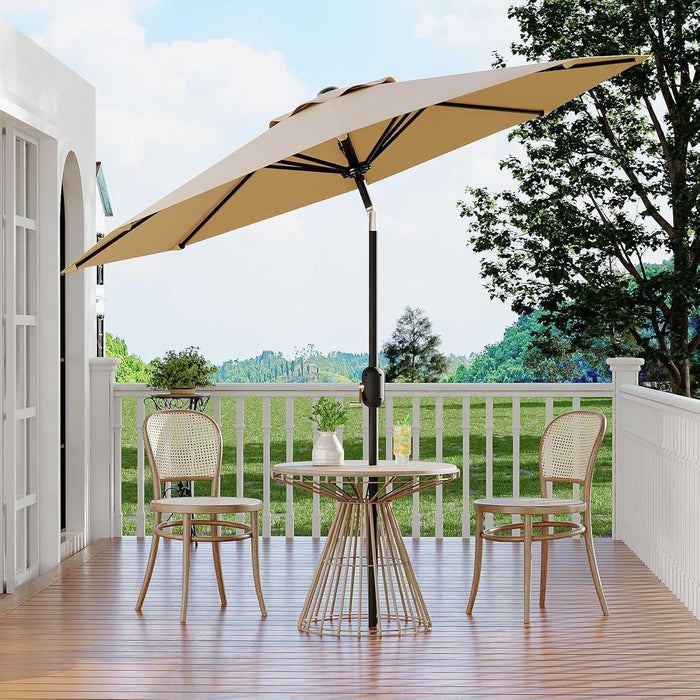9FT Patio Umbrella 8 Sturdy Ribs Outdoor Table Umbrella, Tan