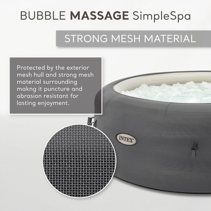 28483E Simplespa Inflatable Bubble Massage Spa: Includes Insulated Cover – Built-In Quickfill Inflation – Soothing Jets – 4 Person Capacity – 77" X 26"