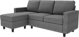 Convertible Sectional Sofa, Convertible L Shaped Couch with Reversible Chaise, Sectional Couch for Small Space Apartment, Grey