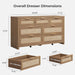 7 Drawer Dresser for Bedroom, 57" Wide Rattan Dressers, Large Chest of Drawers for Bedroom, Dresser TV Stand, Boho Closet Organizer (Reclaimed Caramel Oak, 7 Drawers (1 Pc))