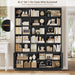 82.3" Triple Wide Bookshelf, Tall Bookcase with 4 Doors, Black