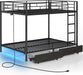 Metal Bunk Bed FullOverFull USB Charging MatteBlack