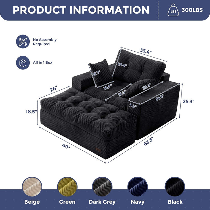 Black Luxurious Modular Sectional Sofa With Chaise