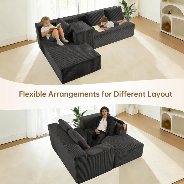 103-Inch UltraCorduroy Sectional Sofa With Left Chaise
