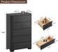 Black Dresser for Bedroom with 6 Drawers, 48" Tall Modern Chest of Drawers with Unique Thickened Foot, Rounded Corner Design, Wooden Dresser Organizer for Bedroom, Living Room, Hallway