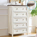48" H Tall Dresser for Bedroom, Farmhouse 5 Drawer Dressers, Wood Chest of Drawers with 1.2" Thickened Top, Antique White