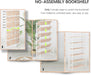 Extra Wide 6 Tiers No Assembly Book Shelves, 61.8" H Folding Bookshelf Bookcase Open Industrial Foldable Shelves for Bedroom, Living Room, Home Office - Natural White