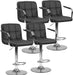 Swivel Bar Stools Set of 4, PU Leather Counter Height Bar Chairs | Adjustable Height, Barstools with Metal Armrests, Backrest, Water-Resistant, Kitchen Island, Pub, Dining Room, Black