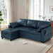 84” Suede Leather Pull-Out Sofa Bed W/Adjustable Back, Blue