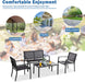 4 Pieces Patio Furniture Sets,Outdoor Patio Conversation Sets with Glass Coffee Table, Small Porch Balcony Furniture, Patio Table and Chairs Set for Garden, Backyard (Black)