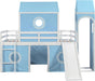 Twin CastlePlayhouse CobaltBlue Loft Bed With Slide