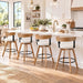 Swivel Bar Stools Set of 4-26" Counter Height Bar Stool with Footrest - Modern Wood Barstools with Linen Upholstered Seat - 360-Degree Swivel Stool for Kitchen Island Home Bar - White