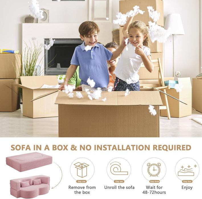 Powder Pink UltraComfort Contemporary Foldable Sleeper Sofa