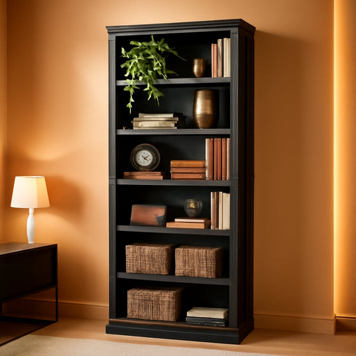 75.2" Tall Black Bookshelf, 6 Tier Large Bookcase W/Storage | Wooden Bookcase with Adjustable Shelves,6 Shelf Open Shelves, Floor Standing Display Storage Shelves for Living Room, Library